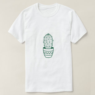 Grüne Linie Kunst Kaktus Grafik Weiß T-Shirt
