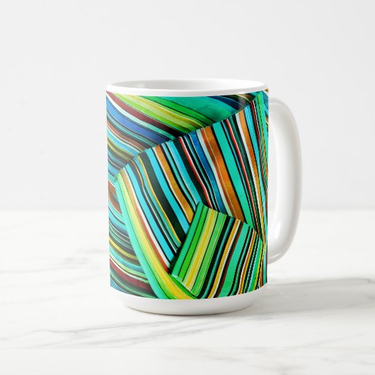 Grüne Linien-Illusionsdesign Kaffeetasse (VorderseiteRechts)