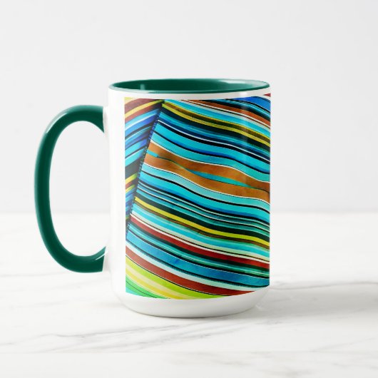 Grüne Linien-Illusionsdesign Tasse (Links)