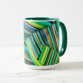 Grüne Linien-Illusionsdesign Tasse (VorderseiteRechts)