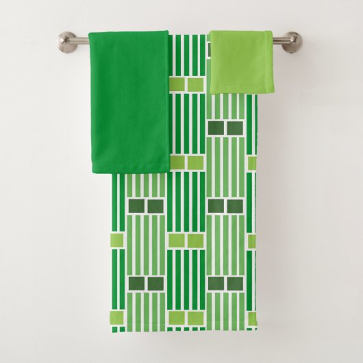 Grüne Linien und Boxen Badehandtuch Set (Insitu)