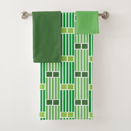 Grüne Linien und Boxen Badehandtuch Set (Insitu)