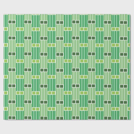 Grüne Linien und Felder Geschenkpapier (Flach)