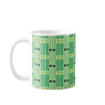 Grüne Linien und Schachteln Kaffeemaschine Tasse