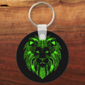 Grüne Lion mit Hintergrundfarbe Ihrer Wahl Schlüsselanhänger (Vorderseite)