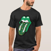 Grüne Lippen Leopard Print Tongue Out St Patricks  T-Shirt (Vorderseite)