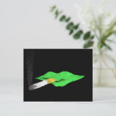 Grüne Lippen Rauchen Postkarte (Stehend Vorderseite)