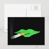 Grüne Lippen Rauchen Postkarte (Vorne/Hinten)