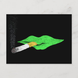 Grüne Lippen Rauchen Postkarte