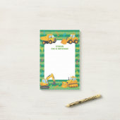 Grüne LKW Personalisiert Mitzvah Post-it Klebezettel (Auf Schreibtisch)