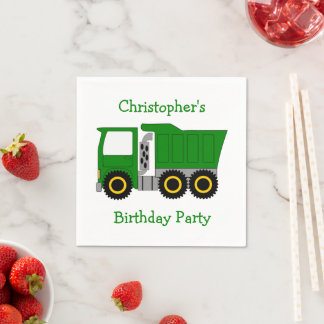 Grüne LKW Personalisierte Geburtstagspartei Serviette