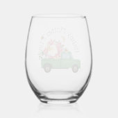 Grüne LKW Spring Bouquet Stemless Weinglas Ohne Stiel (Rückseite)