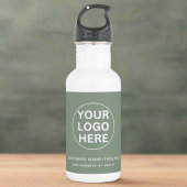 Grüne Logos und Text für Werbeaktionen Edelstahlflasche