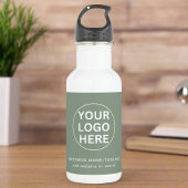 Grüne Logos und Text für Werbeaktionen Edelstahlflasche