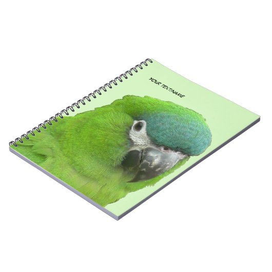 Grüne Lorikeet Kust. Text- und BG-FarbNotebook Notizblock (Linke Seite)