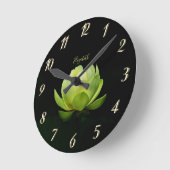 Grüne Lotus Blume Landschaft, Zen Runde Wanduhr (Winkel)
