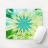 Grüne Lotus Blume Wasserfarben Ethnische Farbe Far Mousepad (Mit Mouse)