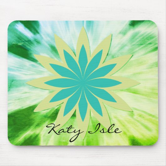 Grüne Lotus Blume Wasserfarben Ethnische Farbe Far Mousepad (Vorne)