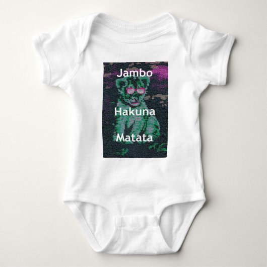 Grüne Löwe mit rosa Brille "Hakuna Matata" Kunst Baby Strampler (Vorderseite)