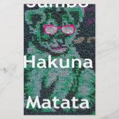 Grüne Löwe mit rosa Brille "Hakuna Matata" Kunst Briefpapier (Vorderseite)