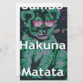 Grüne Löwe mit rosa Brille "Hakuna Matata" Kunst Briefpapier (Vorne/Hinten)