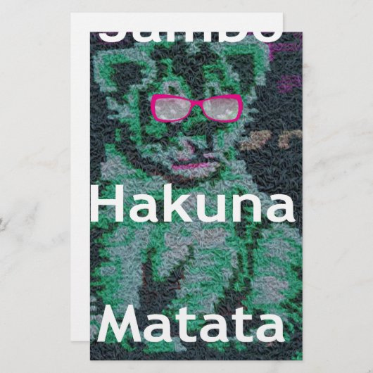 Grüne Löwe mit rosa Brille "Hakuna Matata" Kunst Briefpapier (Vorne/Hinten)