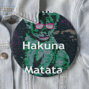 Grüne Löwe mit rosa Brille "Hakuna Matata" Kunst Button