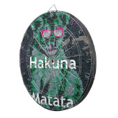 Grüne Löwe mit rosa Brille "Hakuna Matata" Kunst Dartscheibe (Vorderseite rechts)