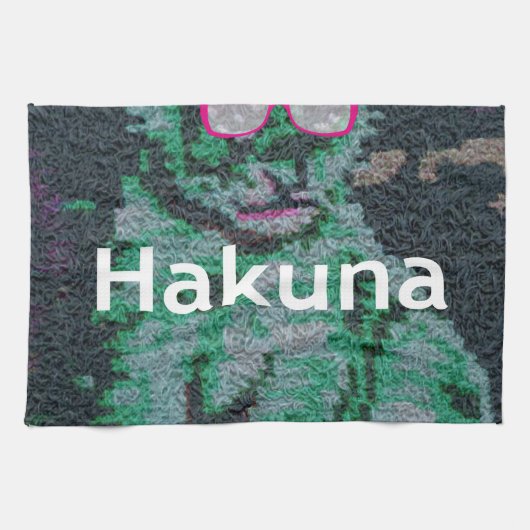 Grüne Löwe mit rosa Brille "Hakuna Matata" Kunst Geschirrtuch (Horizontal)