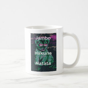 Grüne Löwe mit rosa Brille "Hakuna Matata" Kunst Kaffeetasse