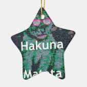 Grüne Löwe mit rosa Brille "Hakuna Matata" Kunst Keramik Ornament (Links)