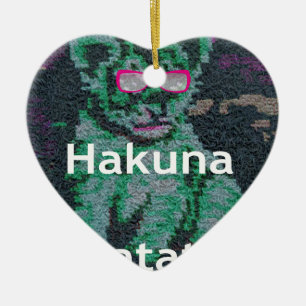 Grüne Löwe mit rosa Brille "Hakuna Matata" Kunst Keramikornament