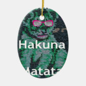 Grüne Löwe mit rosa Brille "Hakuna Matata" Kunst Keramikornament (Vorne)