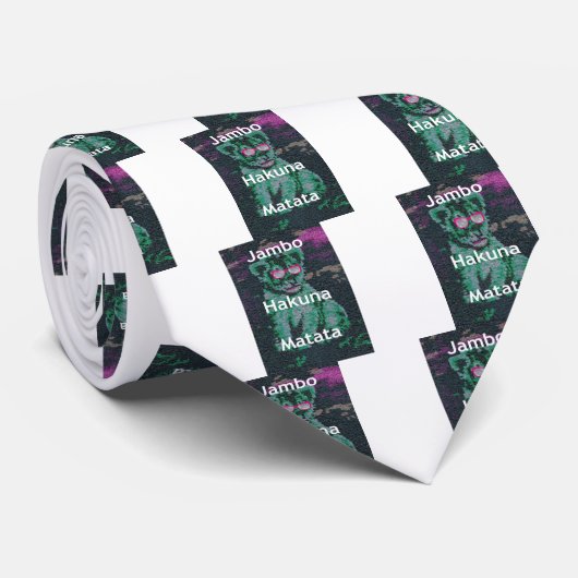 Grüne Löwe mit rosa Brille "Hakuna Matata" Kunst Krawatte (Gerollt)