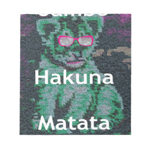 Grüne Löwe mit rosa Brille "Hakuna Matata" Kunst Notizblock