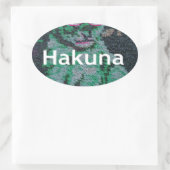Grüne Löwe mit rosa Brille "Hakuna Matata" Kunst Ovaler Aufkleber (Tasche)