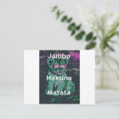 Grüne Löwe mit rosa Brille "Hakuna Matata" Kunst Postkarte (Stehend Vorderseite)