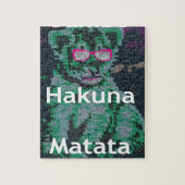 Grüne Löwe mit rosa Brille "Hakuna Matata" Kunst Puzzle (Vertikal)