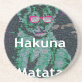 Grüne Löwe mit rosa Brille "Hakuna Matata" Kunst Sandstein Untersetzer (Vorne)