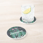 Grüne Löwe mit rosa Brille "Hakuna Matata" Kunst Sandstein Untersetzer (Seite)