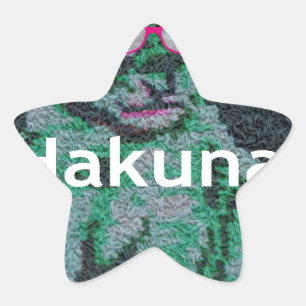 Grüne Löwe mit rosa Brille "Hakuna Matata" Kunst Stern-Aufkleber