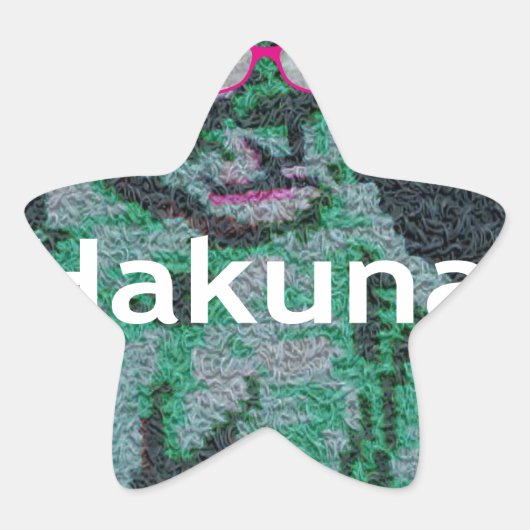 Grüne Löwe mit rosa Brille "Hakuna Matata" Kunst Stern-Aufkleber (Vorderseite)