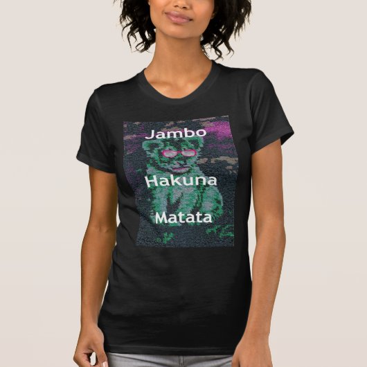Grüne Löwe mit rosa Brille "Hakuna Matata" Kunst T-Shirt (Vorderseite)