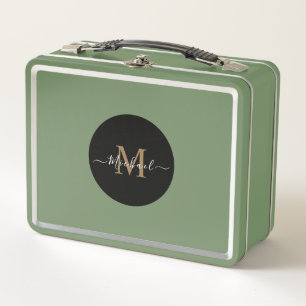 Grüne Lunchbox mit personalisiertem Namen & QR-Cod