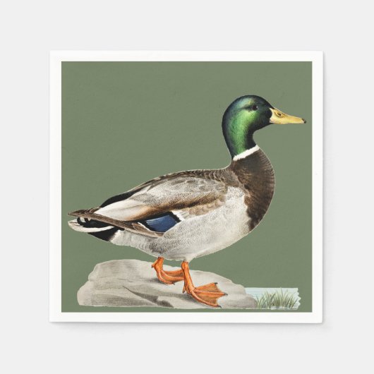 Grüne Mallard Ente Jagd Natur Kunst Serviette (Vorderseite)