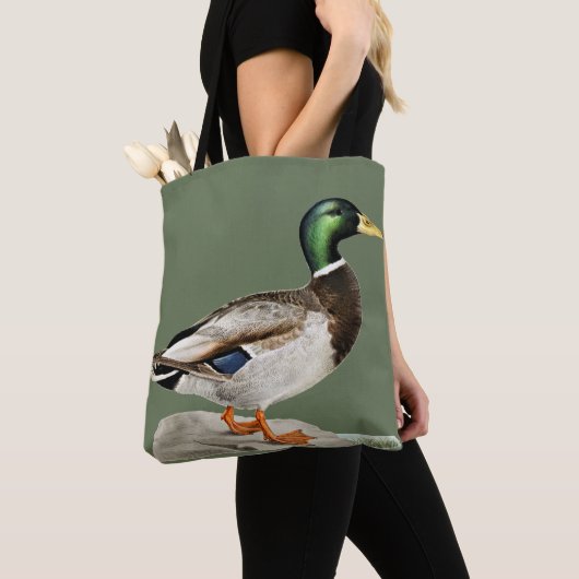 Grüne Mallard Ente Jagd Natur Kunst Tasche (Von Nahem)