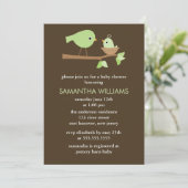 Grüne Mama und Baby Birds in einer Nest Baby Dusch Einladung (Stehend Vorderseite)