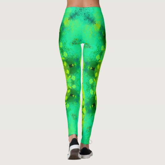 Grüne Mandala Abstrakt Leggings (Rückseite)