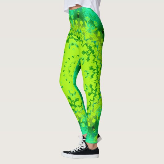Grüne Mandala Abstrakt Leggings (Links)