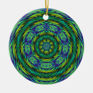 Grüne Mandala Keramikornament